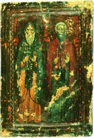 Кликните для увеличения картинки Преподобные Макарий Великий и Макарий Александрийский. Икона. 1-я пол. XIII в. (Мон-рь вмц. Екатерины на Синае)
