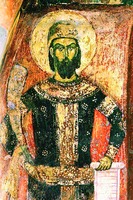 Король Марко. Роспись ц. вмч. Димитрия Маркова мон-ря, близ Скопье. 1366–1371 гг.