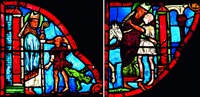 Св. Мартин исцеляет бесноватого и прокаженного. Витражи из кафедрального собора г. Бурж, Франция. Ок. 1215 г.