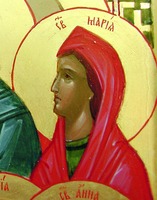 Кликните для увеличения картинки Мц. Мария. Фрагмент иконы «Собор новомучеников и исповедников Российских». 2002 г. Иконописец Н. В. Масюкова (ц. свт. Тихона, патриарха Московского, пос. Московский Видненского р-на Московской обл.)