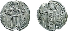 Имп. Мануил I Великий Комнин. Серебряный аспр. Аверс. Реверс. 1250–1263 гг.