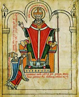 Св. Мартин на троне. Фронтиспис Майнцского Понтификала. 1241–1251 гг. (Paris. lat. 946)