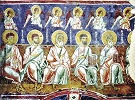 Апостолы Филипп, Иаков, Андрей, Марк и Матфей. Роспись церкви мон-ря свт. Николая Чудотворца «тис Стегис» у Какоперии, Кипр. XII в.