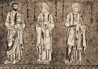 Апостолы Петр, Матфей, Марк. Мозаика абсиды в соборе Чефалу. 1148 г.