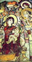 Пресв. Богородица с Младенцем на престоле, со святыми и ангелами. Роспись церкви в Красном мон-ре. VII в.