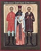 Мч. Михаил Болдаков (слева) среди новомучеников Кимрских. Икона. Нач. XXI в. (ц. Преображения, г. Кимры Тверской обл.)