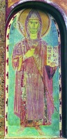 Прп. Бенедикт Нурсийский. Фреска капеллы Сан-Грегорио-аль-Сакро-Спеко в Субиако, Италия. Ок. 1227 г.