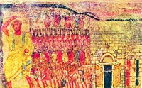 Исход евреев во главе с прор. Моисеем из Египта. Роспись синагоги в Дура-Европос. Ок. 250 г.