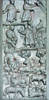 Моисей пасет стадо на горе Хоры. Моисей перед Неопалимой Купиной. Моисей получает свиток с заповедями. Рельеф ворот в базилике Санта-Сабина в Риме. 432–440 гг.