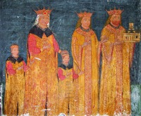 Ктиторский портрет семьи св. Стефана III Великого. Роспись ц. в честь Воздвижения Креста Господня в с. Пэтрэуци. 1487–1488 гг.