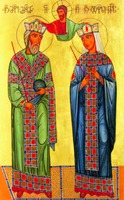 Святые царь Мириан и царица Нана. Икона. XXI в.