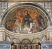 Иисус Христос, с предстоящими Богоматерью и мч. Миниатом. Мозаика конхи ц. Сан-Миниато-аль-Монте во Флоренции. 1297 г.