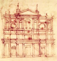 Проект фасада ц. Сан-Лоренцо во Флоренции. Ок. 1518 г. (Каса-Буонарроти, Флоренция)