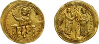 Иисус Христос. Имп. Михаил IV Пафлагон с ангелом. Золотая номизма. Аверс. Реверс. 1034–1041 гг. (Дамбартон-Окс, Вашингтон)