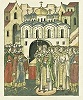 Освящение Успенского собора в Москве Ростовским еп. Прохором. Миниатюра из Лицевого летописного свода. 70-е гг. XVI в. (БАН. 30.7.30-1. Л. 320 об.)