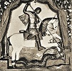 Вмч. Георгий Победоносец. Деревянный рельеф. Мастер В. Д. Ермолин. Фотография. 10-е гг. ХХ в.
