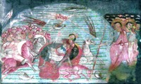 Переход через Чермное море. Роспись ц. Непорочного Зачатия в Чери, Италия. XII в.
