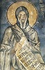 Прп. Антоний Великий. Роспись ц. св. Бессребреников в Касторье, Греция. Посл. четв. XII в.