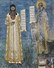 Митр. Григорий (Рошка) и прп. Даниил Отшельник. Роспись притвора кафоликона мон-ря Воронец. 1547 г.