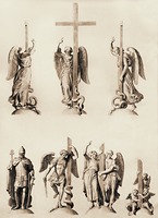Эскиз скульптур для Александровской колонны. Литография. 1836 г. Худож. О. Монферран