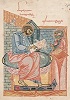 Евангелист Марк и ап. Петр. Миниатюра из Евангелия. 1292 г. (Матен. № 2848)