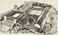 Аббатство Монте-Кассино. Ок. 1100 г. Реконструкция Г. М. Уилларда, К. Дж. Конанта. 1935 г