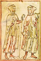 Два монаха. Миниатюра из сб. «Солнце Малмсбери». Сер. XIII в. (Cantabr. Gg. 6. 42. Fol. 5v)