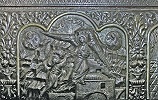 Вознесение прп. Неофита. Рельеф серебряной раки с мощами прп. Неофита в кафоликоне мон-ря. XXI в.