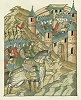 Осада Владимира войском Батыя. Миниатюра из Лицевого летописного свода. 70-е гг. XVI в. (РНБ. F.IV.225. Л. 314 об.)