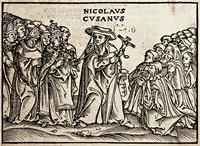 Николай Кузанский. Карикатура на титульном листе кн.: Kymeus J. Des Babsts Hercules wider die Deudscher. Wittenberg, 1538