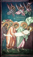 Погребение Иисуса Христа. Роспись ц. Вознесения мон-ря Дечаны. Ок. 1348 г.