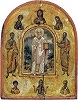 Свт. Николай Чудотворец, с Деисусом и святыми на полях. Икона. Стеатитовый рельеф — XI в., рама — XIV в. (мон-рь вмц. Екатерины на Синае)