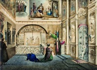 «Внутренний вид церкви прп. Никона и раки над мощами сего святого». Хромолитография. 1864 г.