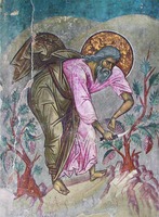 Ной собирает урожай винограда. Роспись ц. Христа Пантократора в мон-ре Дечаны. Ок. сер. XIV в.