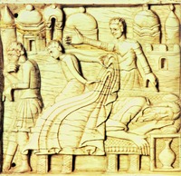 Опьянение Ноя. Фрагмент Салернского антепендиума. 80-е гг. XI в. (Епархиальный музей Сан-Маттео, Салерно)