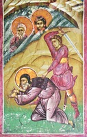 Кликните для увеличения картинки Мученичество святых Павла, Павсирия и Феодотиона. Роспись ц. Вознесения мон-ря Дечаны. Ок. 1350 г. Фото: BLAGO UFund, USA/Serbia