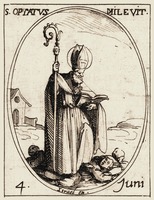 Св. Оптат, еп. Милевитский. Гравюра. 1736 г. Худож. Ж. Кало