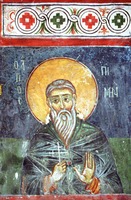 Прп. Пимен Великий. Роспись ц. свт. Николая «под крышей» («тис Стегис») близ Какопетрии, Кипр. Кон. XIII — нач. XIV в. Фото: S. Tomekoviè