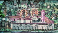 Вид Петрицонского (Бачковского) монастыря. Роспись фасада трапезной. 1846 г. Худож. Алексей Атанасов. Фото: Wikiwand.com