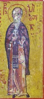 Прп. Пимен Великий. Миниатюра из греко-груз. рукописи. Кон. XV в. (РНБ. О.I.58. Л. 125 об.)