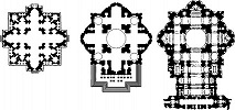 Планы базилики ап. Петра: 1. План Д. Бра-манте. 2. План Микеланджело. 3. План К. Мадерно