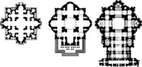 Планы базилики ап. Петра: 1. План Д. Бра-манте. 2. План Микеланджело. 3. План К. Мадерно