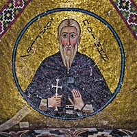 Прп. Пимен Великий. Мозаика кафоликона мон-ря Осиос Лукас, Греция. 30–40-е гг. XI в. Фото: В. А. Заварицкая