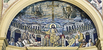 Христос с апостолами. Мозаика в конхе апсиды. 410–417 гг., с поздней перекладкой Фото: В. Е. Сусленков