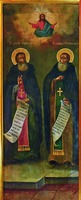 Преподобные Сергий Радонежский и Савва Сторожевский. Икона. 1-я пол. XVIII в. (?). (Успенский собор на Городке, Звенигород)