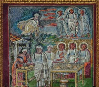Явление Аврааму Св. Троицы. Гостеприимство Авраама. Мозаики ц. Санта-Мария-Маджоре в Риме. 432–440гг. Фото: И. А. Орецкая