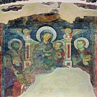 Богоматерь с Младенцем на троне, с предстоящими святыми Космой и Дамианом. Роспись. 1292 г. Худож. Я. Торрити (?) Фото: В. Е. Сусленков