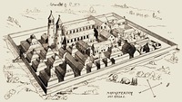 Аббатство Санкт-Галлен. Рисунок из кн: Rahn J. R. Geschichte der Bildenden Kunste in der Schweiz: Von den Altesten Zeiten bis zum Schlusse des Mittelalters. Zurich, 1876. P. 91. Fig. 12.