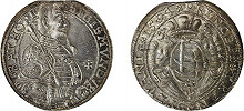 Жигмонд Батори. Серебряный талер. Аверс, реверс. 1594 г.