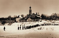 Крестный ход на праздник Богоявления в Иоанно-Богословском монастыре в с. Пощупове. Фотография. Между 1989 и 1991 гг.